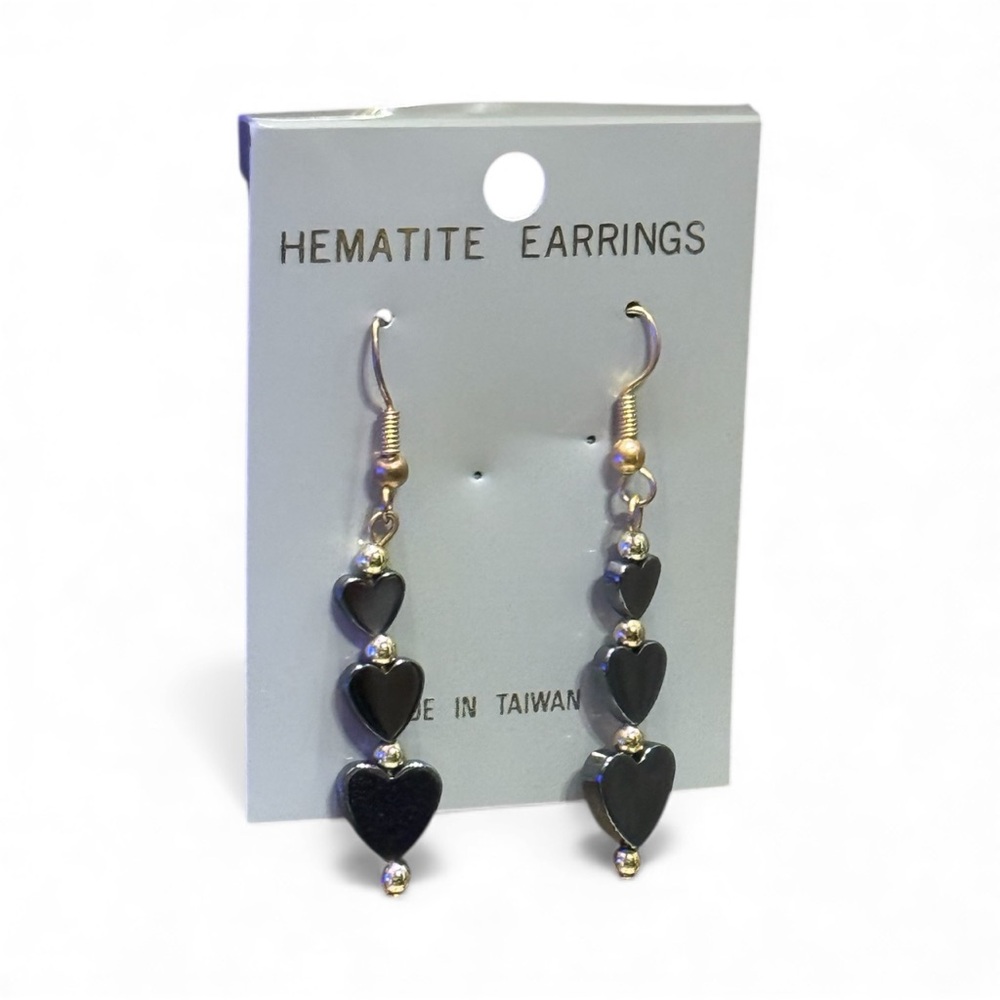 Hematite Heart Earrings